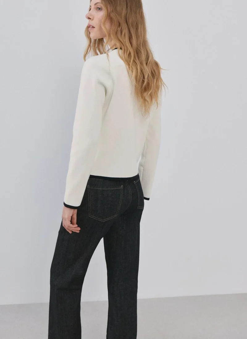 مانجو Contrasting ribbed cardigan